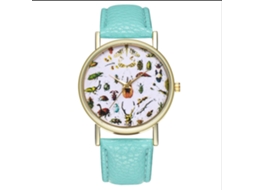 Reloj De Cuarzo Unisex Con Patrón De Insectos Moda Casual (verde Menta)