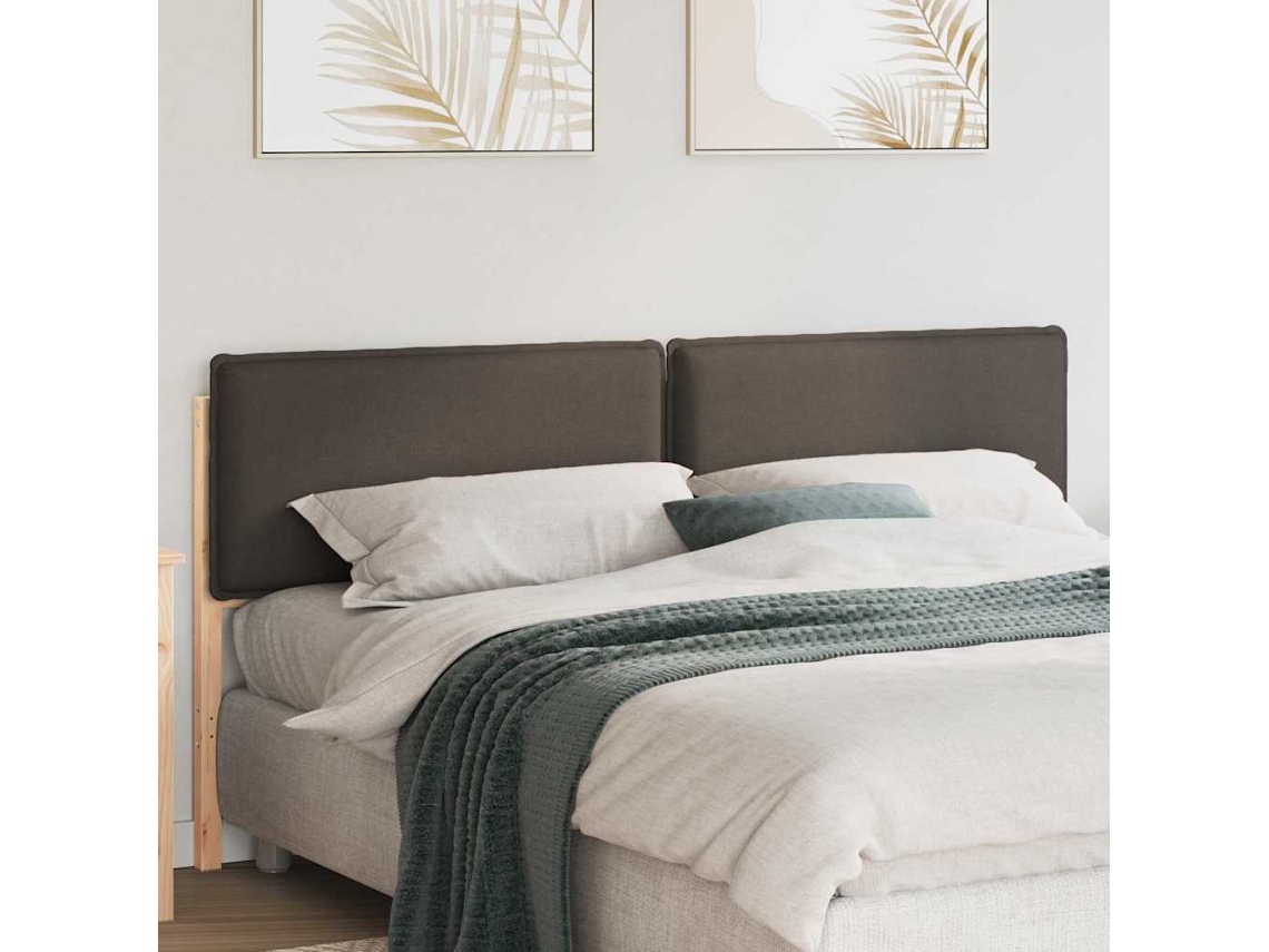 Vidaxl Cabeceira Estofada Com Cabeceira Cinza Natural E Claro 200 Cm