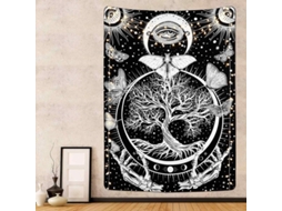 Tapestry De Mariposa, Árbol De La Vida, Sol Y Luna, Mural De Esqueleto En Blanco Y Negro
