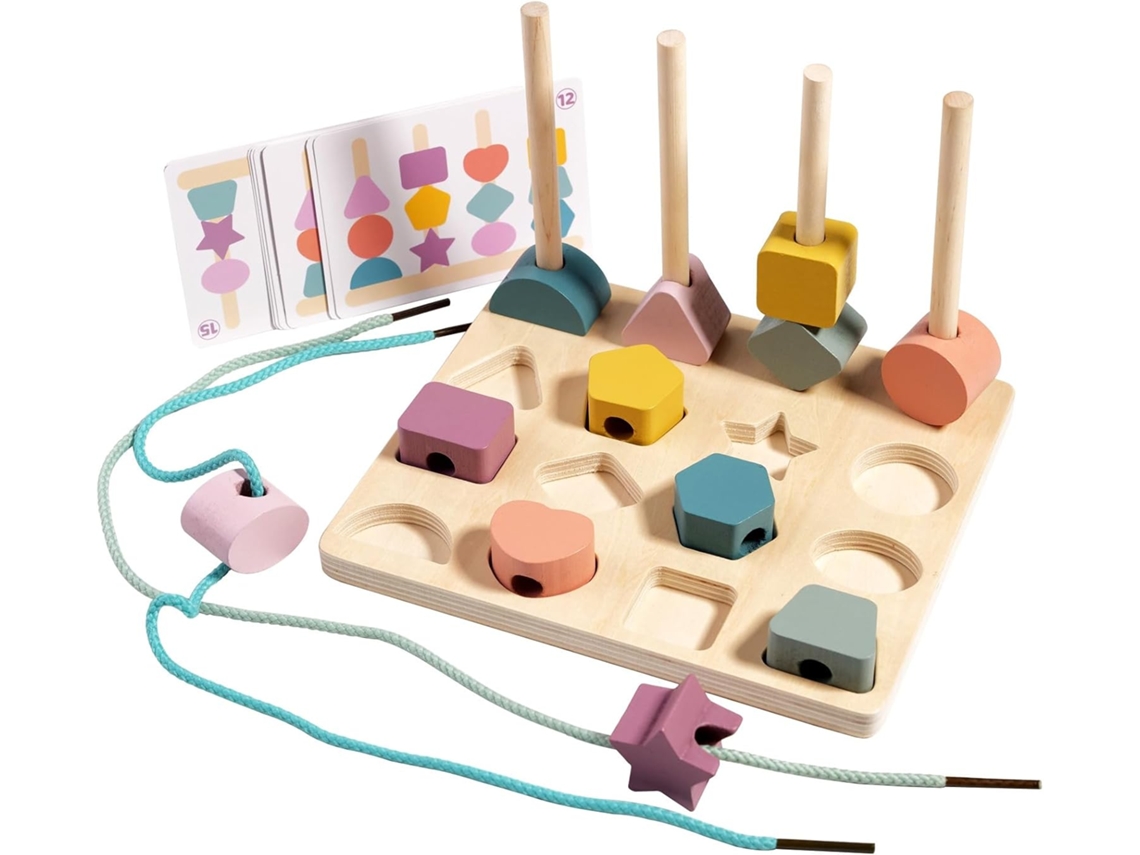 Brinquedo De Encaixe Formas, Jogos Contas E Enfiar Contas.