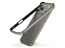 Capa Para Iphone 17 Pro Com Borda Metálica Vazada - Dourada