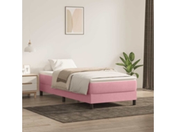 Vidaxl Cama Com Molas Sem Colchão 80x220 Cm Veludo Rosa