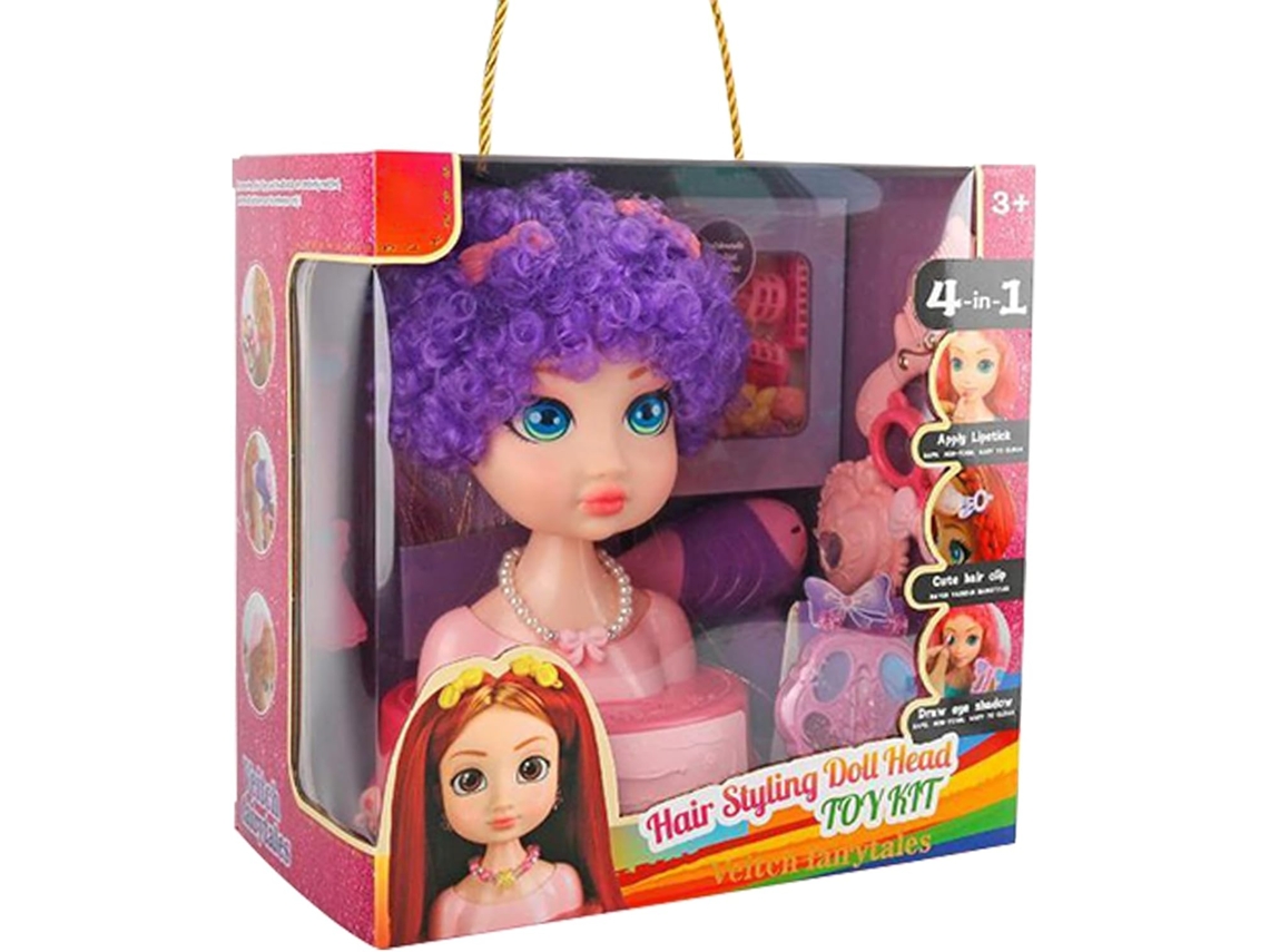Cabeça De Cabeleireiro E Maquiador Infantil, Brinquedo Para Estilizar Cabelo Com Acessórios Conjun Vayotoy