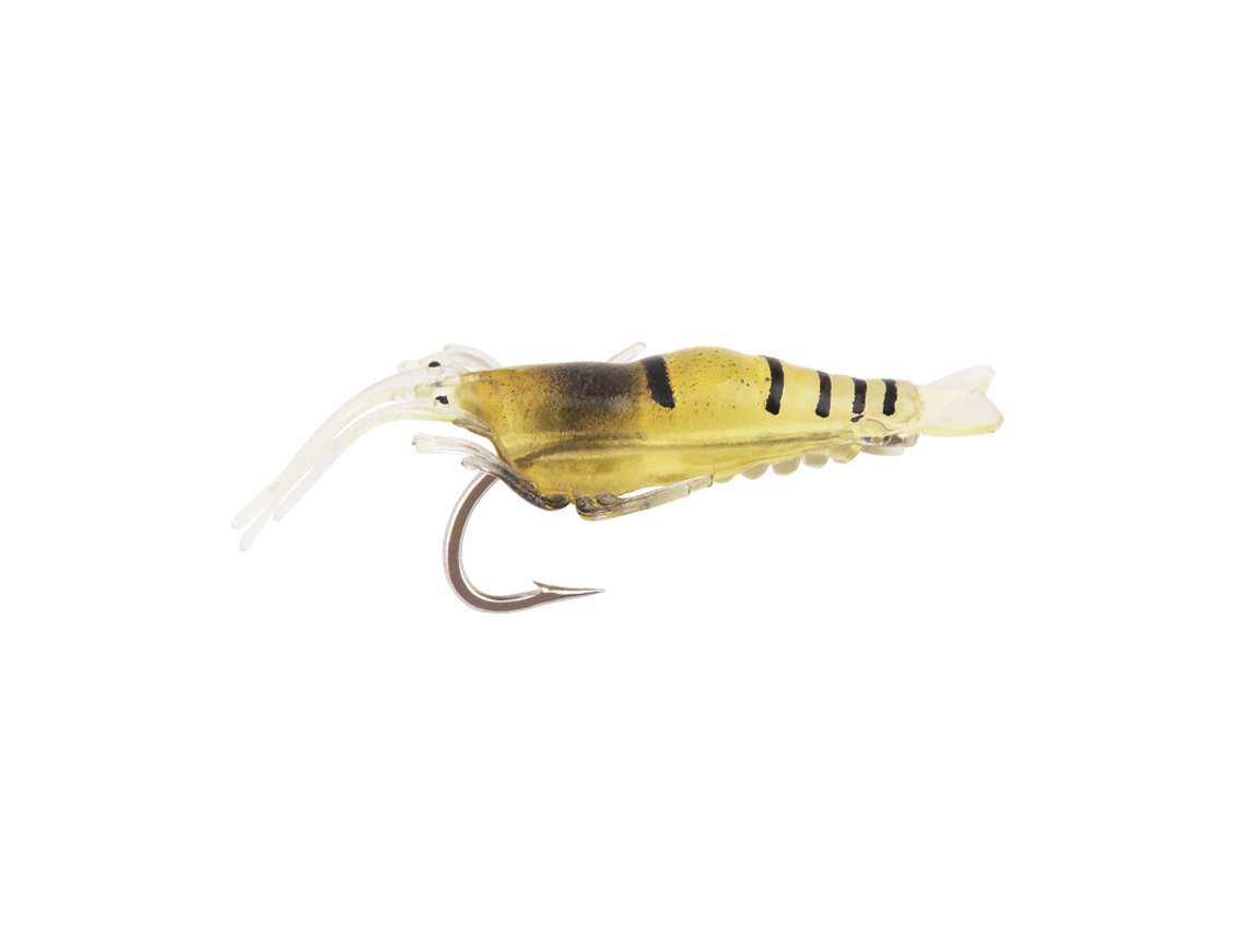 10 Iscas Camarão Artificial Amarelo com Gancho