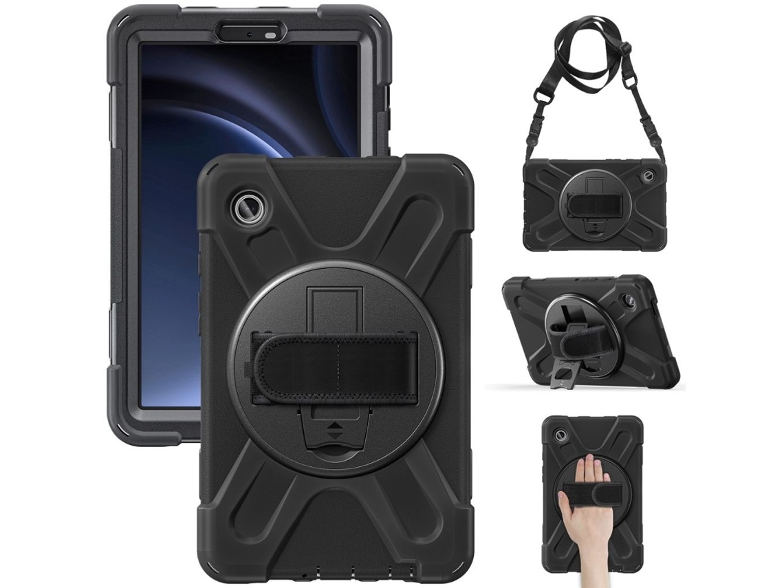 Capa Para Samsung Galaxy Tab A9 Com Alça De Mão E De Ombro - Preta