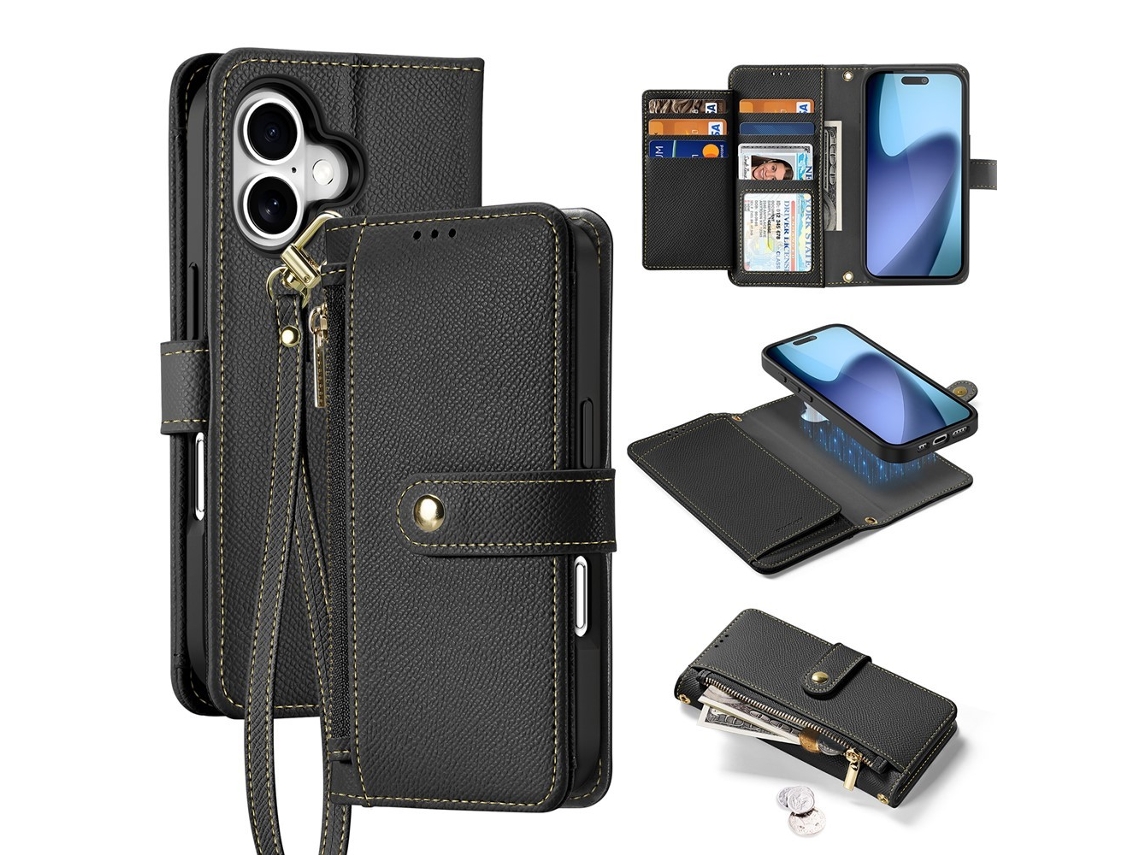 Capa Tipo Carteira Dux Ducis Para Iphone 17 Lawa Series - Preta