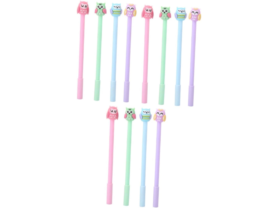 Canetas Em Gel Com Desenho De Coruja, Feitas Plástico E Silicone,
