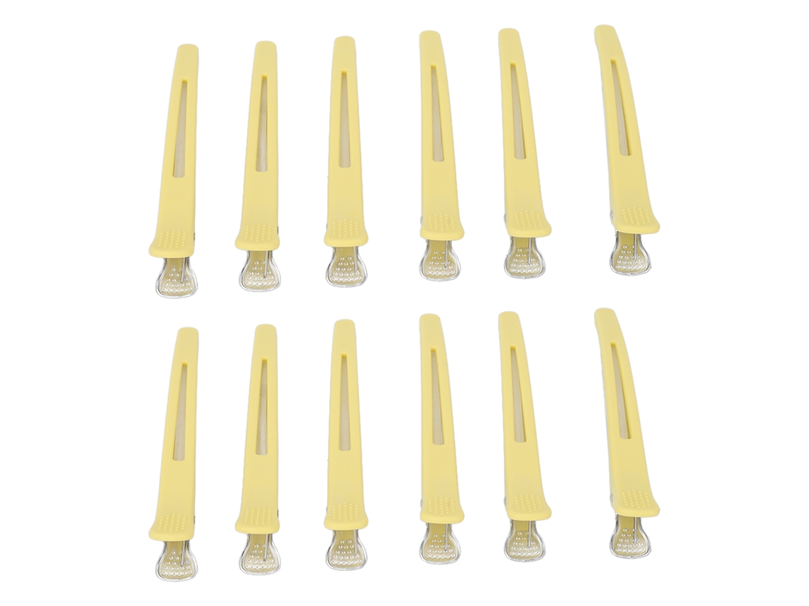 Prendedor De Cabelo Bico De Pato Antiderrapante Sem Marcação Para Corte E Estilo Amarelo 12pcs