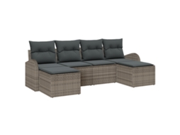Conjunto 6 Sofá De Jardim Vidaxl Cinzento Vime Pe (124 X 62 X 85 Cm)