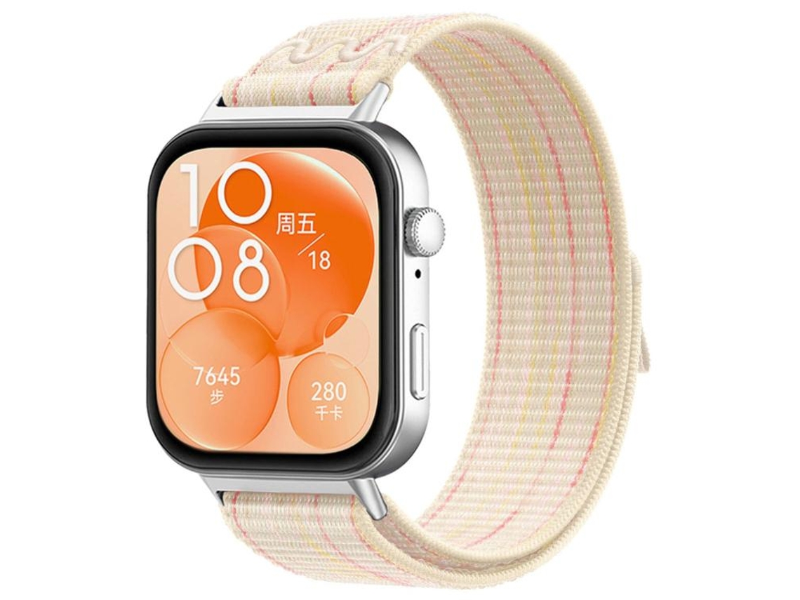 Bracelete para Huawei Watch Fit 4 Pro / Fit 4 / Fit 3 Nylon Trançado com Fecho de Velcro Nova Cor Starlight + Rosa XIAOMOYU