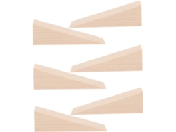 Conjunto De 6 Batentes De Porta Triangulares De Madeira Cáqui, Bloco Seguro E Antiderrapante, Uso Multiuso