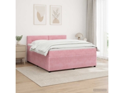 Vidaxl Cama Box Spring Com Colchão Rosa 140 X 190 Cm Veludo