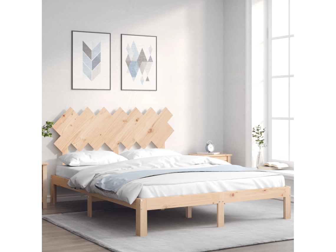 Cama Sem Colchão 140x200 Cm Madeira De Pinho Maciça