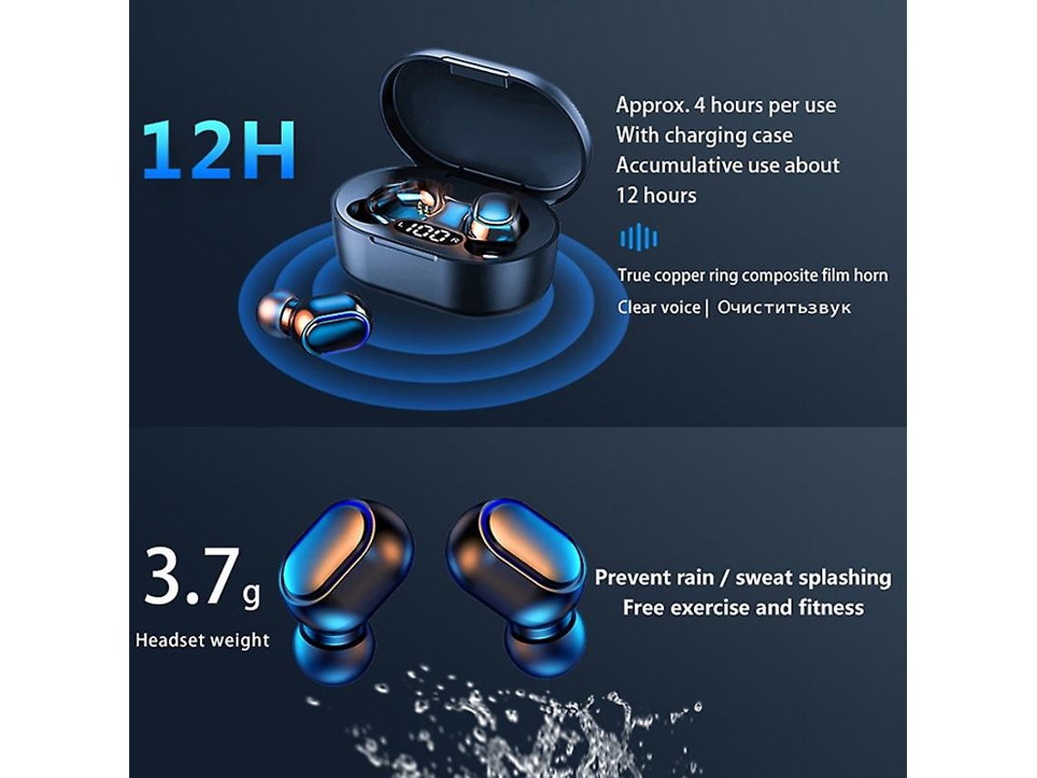 Auriculares Bluetooth True Wireless YDCY E7S Digital Waterproof Tws 5.0
