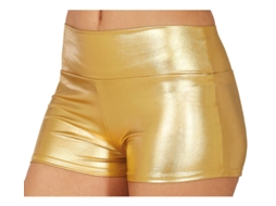 Shorts curtos metálicos dourados para mulheres