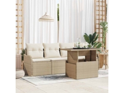 Vidaxl Conjunto De Sofá De Jardim 5 Unid. Bege Rattan Sintético