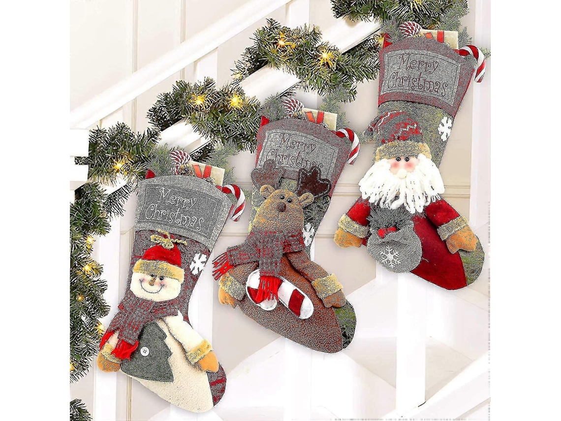 Meias De Natal Tizzy, Pacote Com 3, Sacola De Presente De Natal Meias Grandes Para Decorar A Lareira Olysi Shop