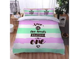 Capa de Edredom com Estampa 3D Listras Rosa em Microfibra Fronha 220x240cm