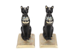 Adorno Mesa Resina Sculptura Gato Egípcio Estante Livros