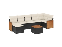 Conjunto de 8 Sofás de Jardim com Almofadões Vime Pe Preto MAISON EXCLUSIVE (8 pcs)