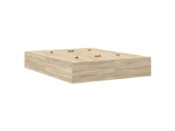 Conjunto 1 Estrado De Cama Com Arrumação Vidaxl Castanho Madeira De Pinho Maciça (150 Cm)