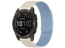 Bracelete para Garmin XIAOMOYU Fenix 8 / 7x / 6x / 5x Silicone Magnético Textura de Lichia Branco e Azul (26mm)
