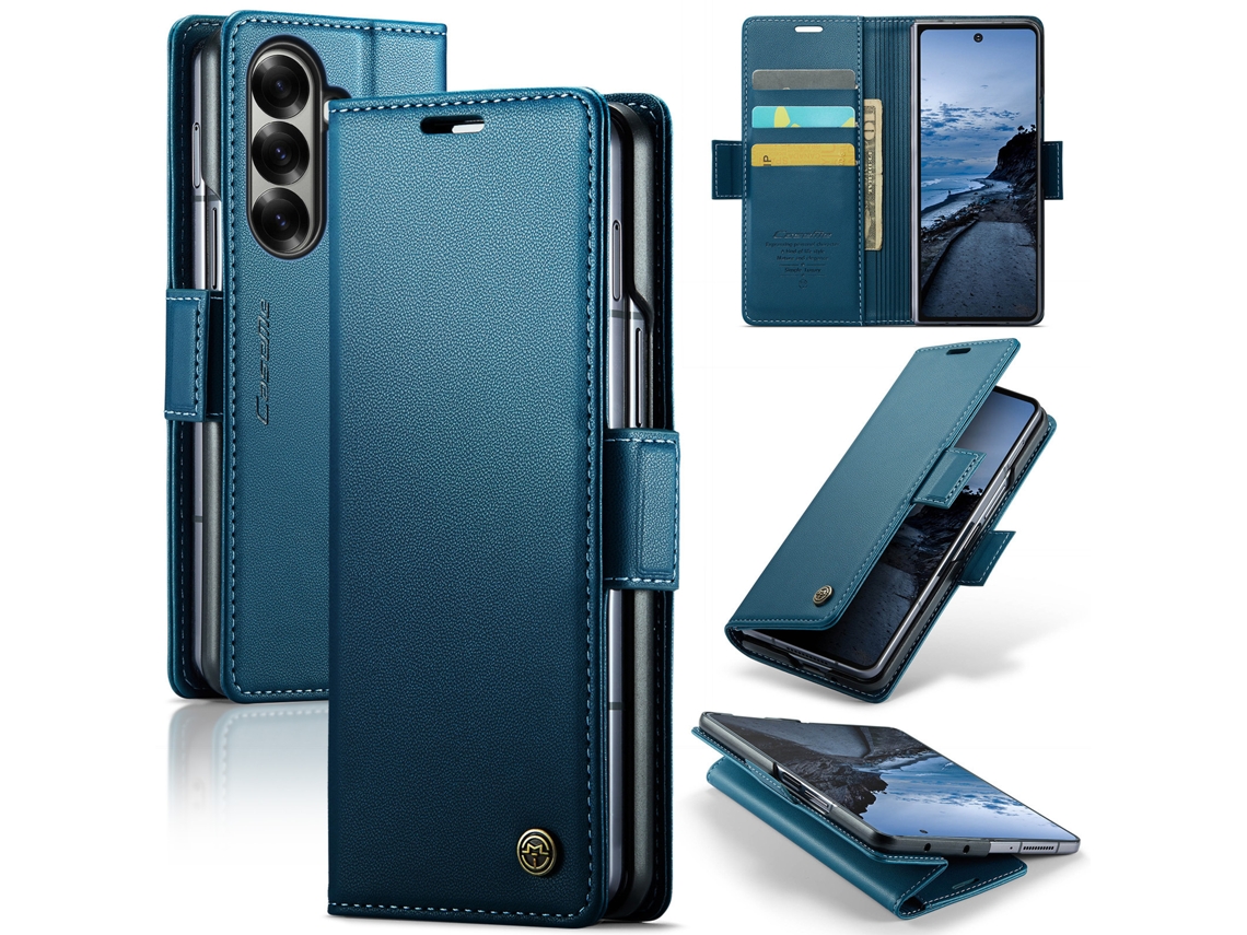 Capa Para Samsung Galaxy Z Fold8 Ultra Em Couro Pu Com Compartimento Para Cartão Gertiz (azul)