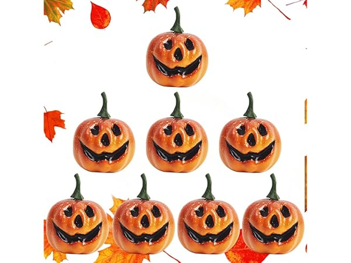 Mini Abóboras Artificiais, Embalagem de 8 Unidades, Decoração de Halloween, 4,5 Cm de Diâmetro, Ergonômico, Uso Diário STELASPLEN