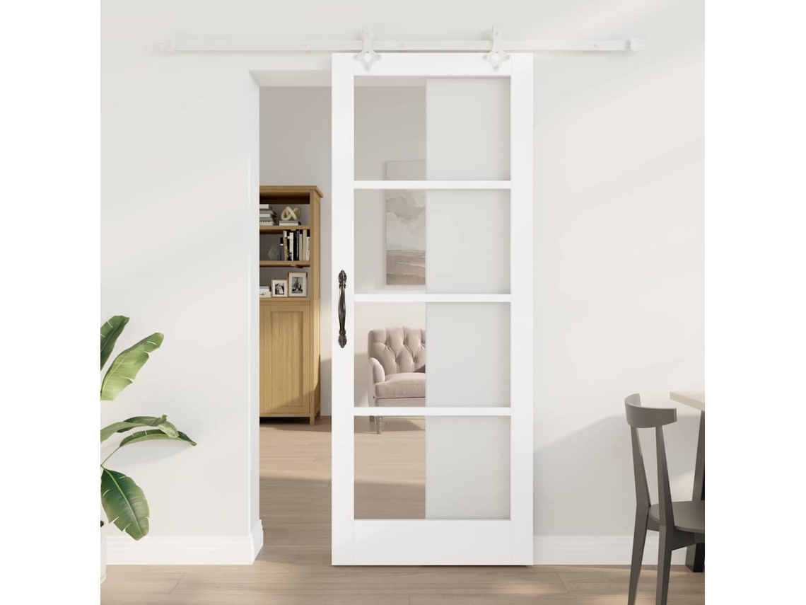 Vidaxl Porta Deslizante 83 X 211 Cm Madeira De Pinho Maciça E Vidro