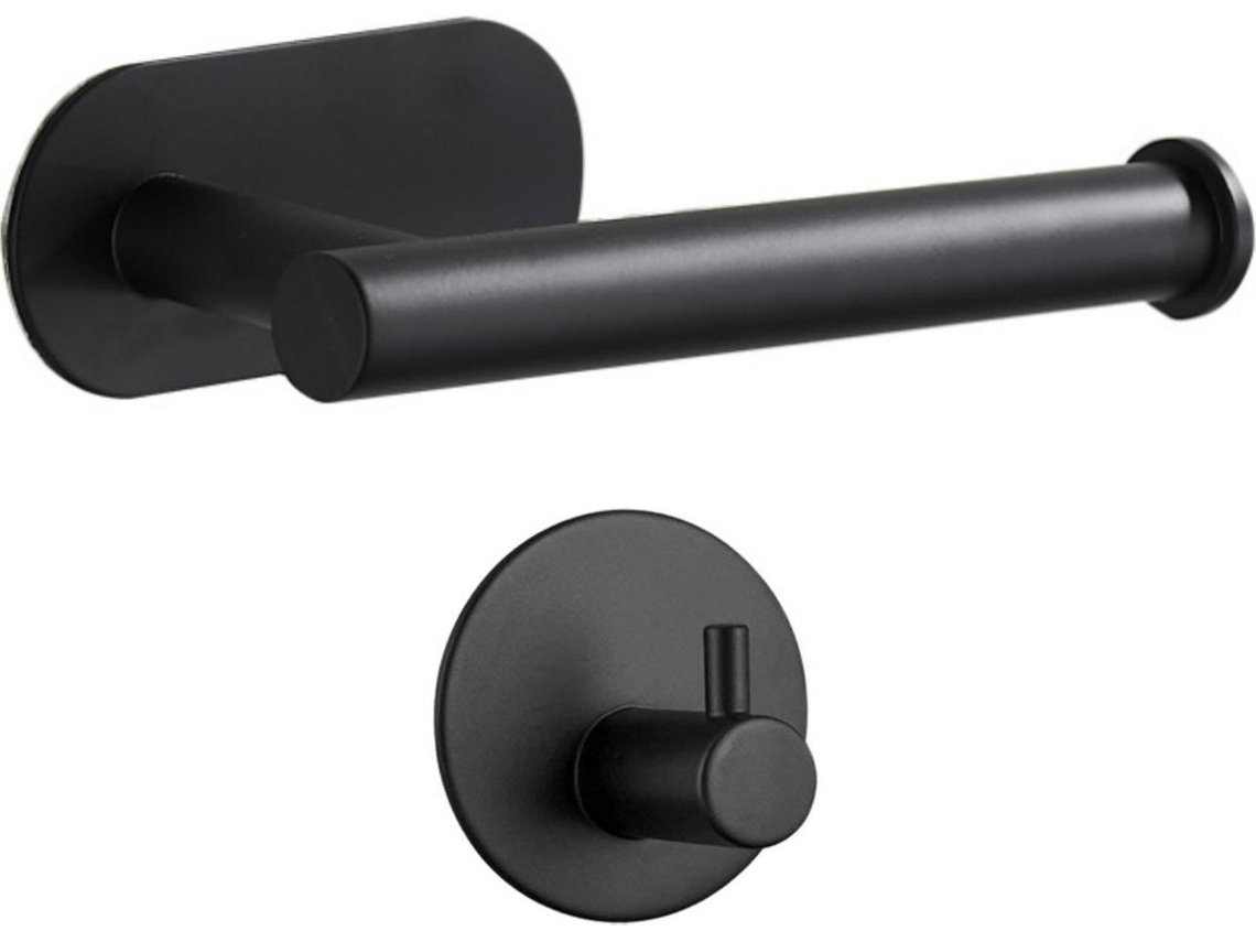 Suporte Papel Higiénico com Gancho Sem Furo, Preto ZYBLSSBB