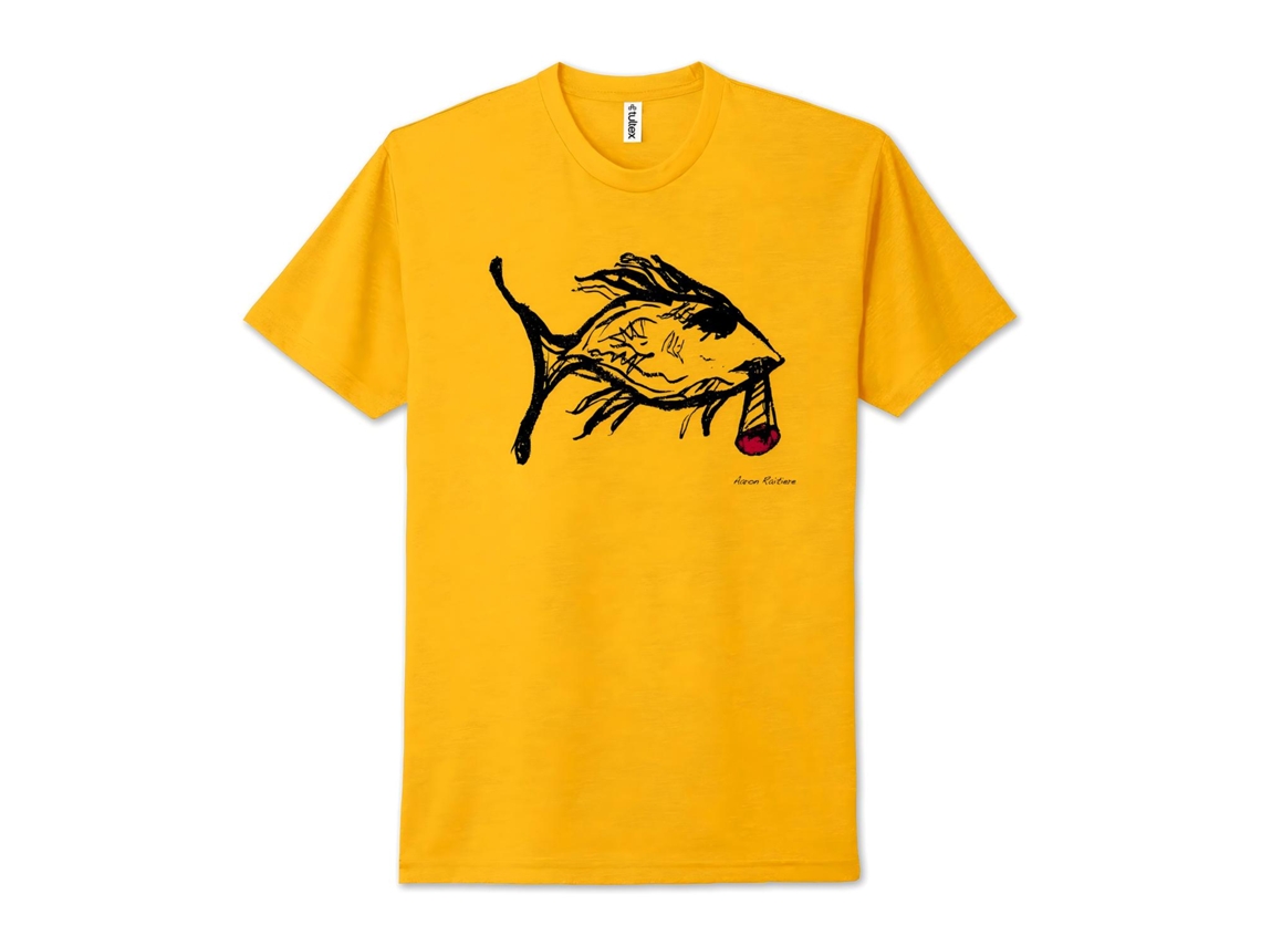Aaron Raitiere Smoking Fish T shirt ROCKINSTONE Unisex Adults Best Sellers Size:l