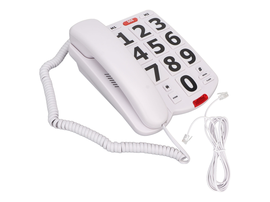 KOFIHETY Telefone Com Botões Grandes Clássico Simples Com Volume Ajustável Para Casa Fixo Para Idosos Branco