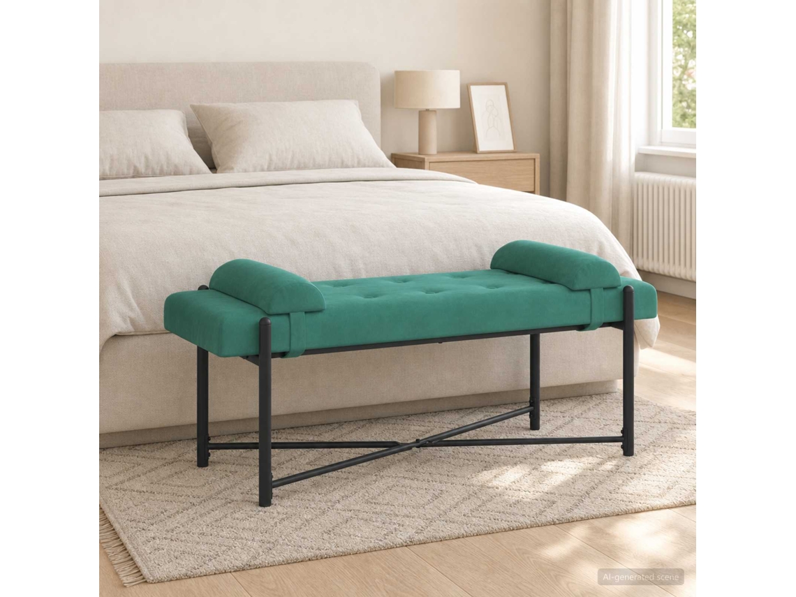 Vidaxl Banco Com Botões E Travesseiros Turquesa 110 X 40 X 46 Cm