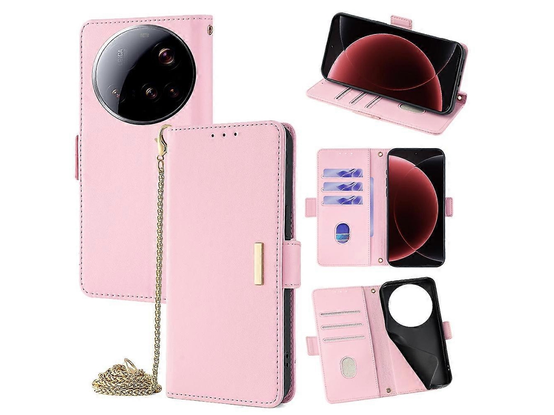 Capa De Couro Com Corrente Transversal Para Xiaomi 15 Ultra
