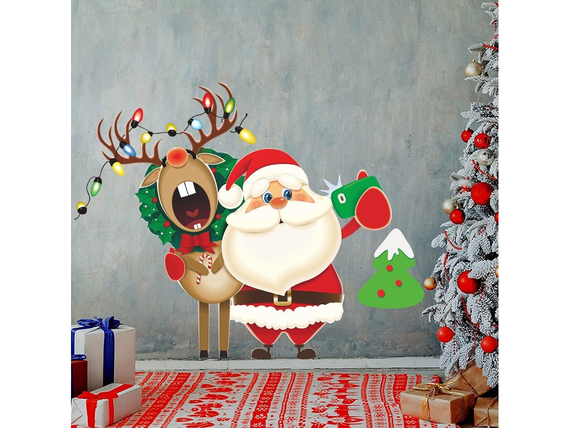 Adesivos De Parede Removíveis De Feliz Natal, Rena Do Papai Noel Aquaforge