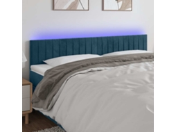 Vidaxl Cabeceira De Cama C/ Luzes Led Veludo 200x5x78/88cm Azul-escuro