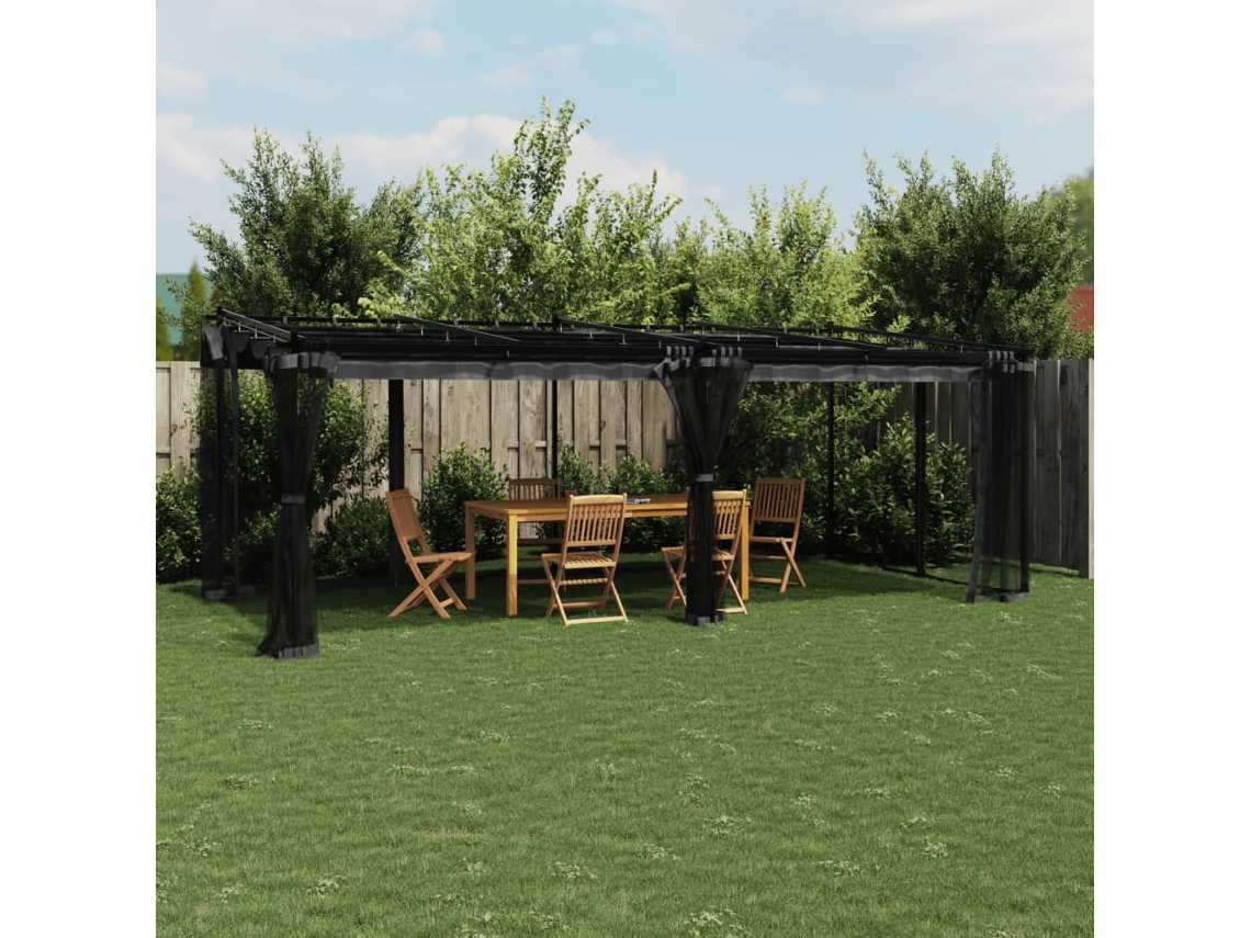 Vidaxl Gazebo Com Paredes De Malha 6x3 M Aço Antracite