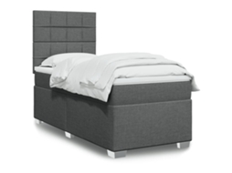 Cama com molas/colchão 90x190 cm tecido cinza-escuro