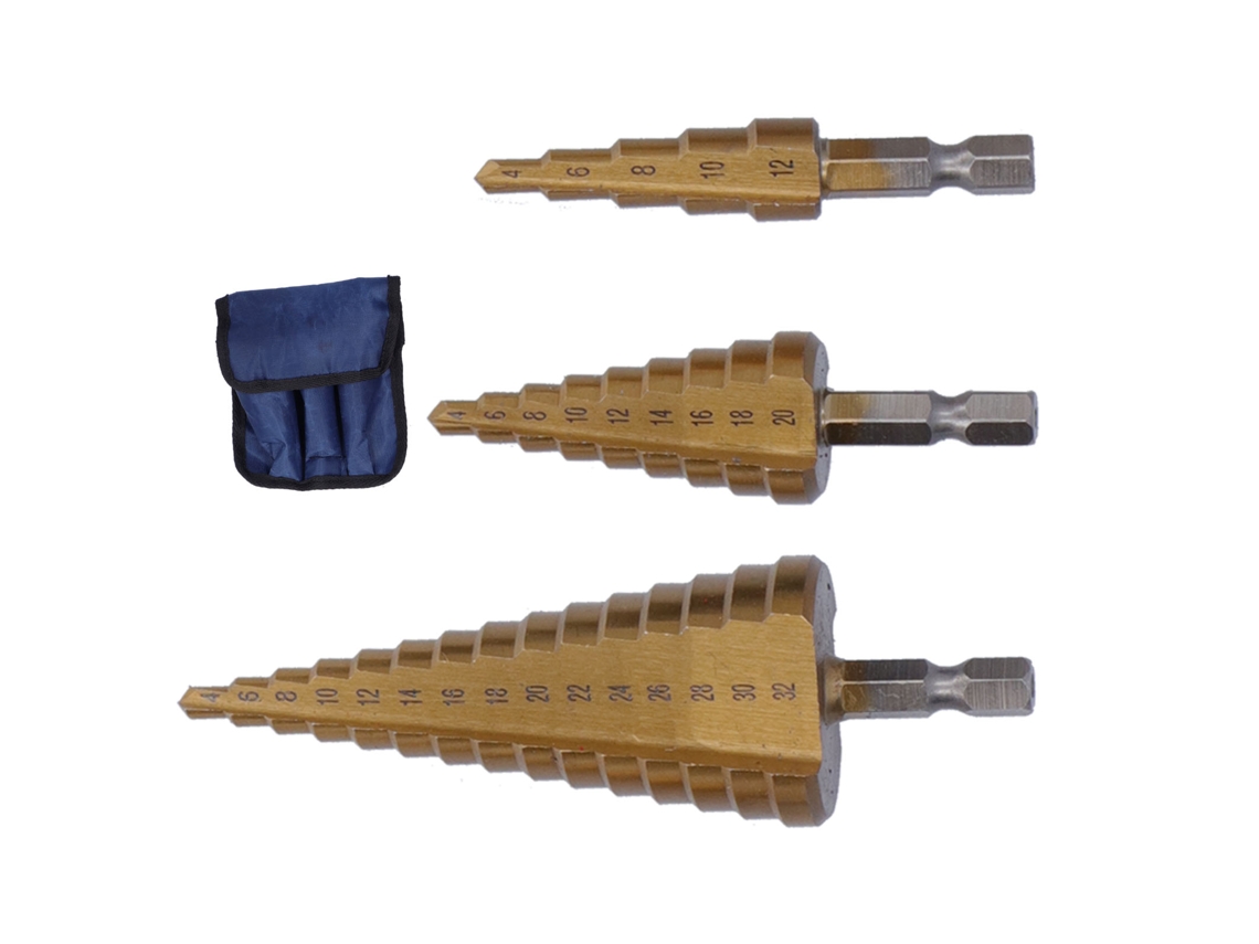 Conjunto De Ponta De Furação Step Da Laxiscreed Em Aço Rápido Com Encaixe Hexagonal Para Perfurações Precisas