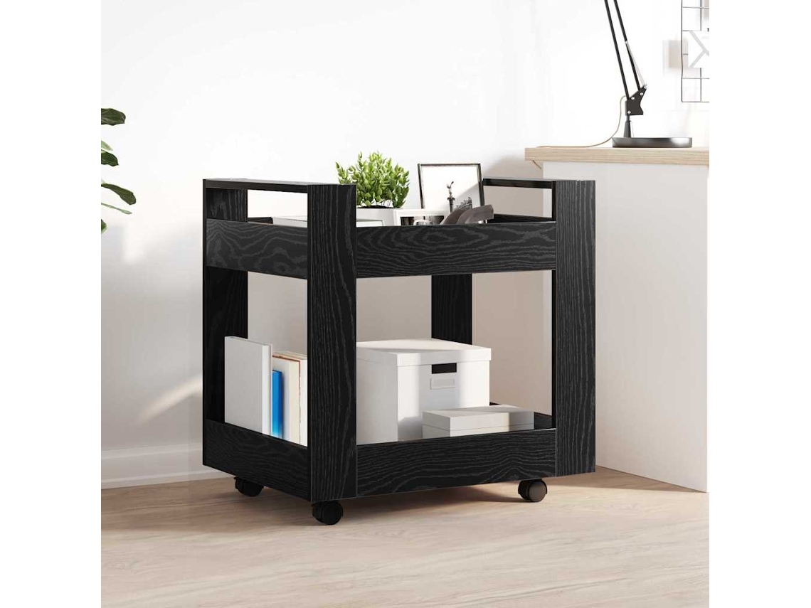 Vidaxl Carrinho De Mesa Carvalho Preto 60 X 45 X 60 Cm