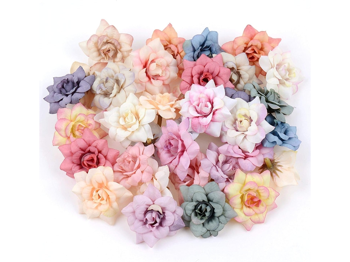 Pacote com 100 Rosas Artificiais, Flores Simuladas, Arte Colorida AQUAFORGE