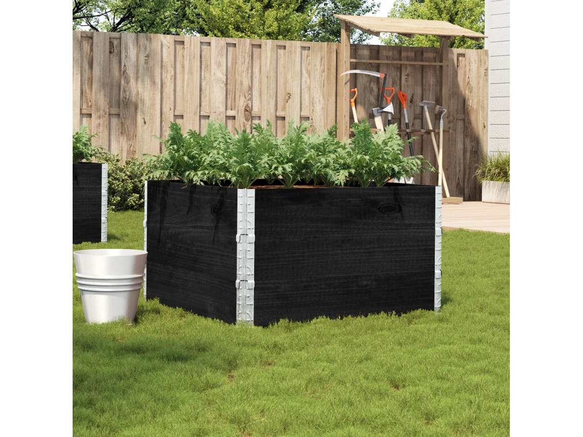Vidaxl Vaso/floreira De Jardim 100x100cm Madeira De Pinho Maciça Preto