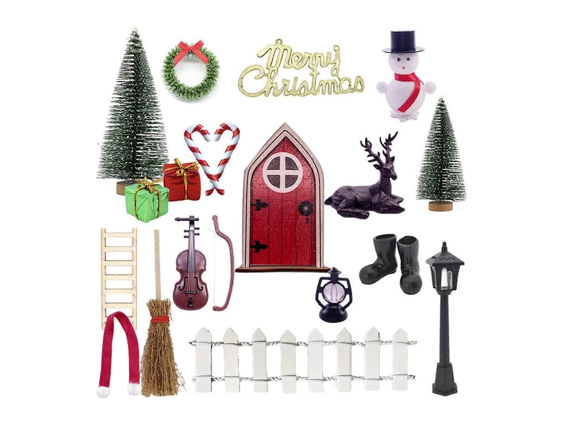 Casa De Bonecas Acessórios De Natal Com Vassoura E Lâmpada