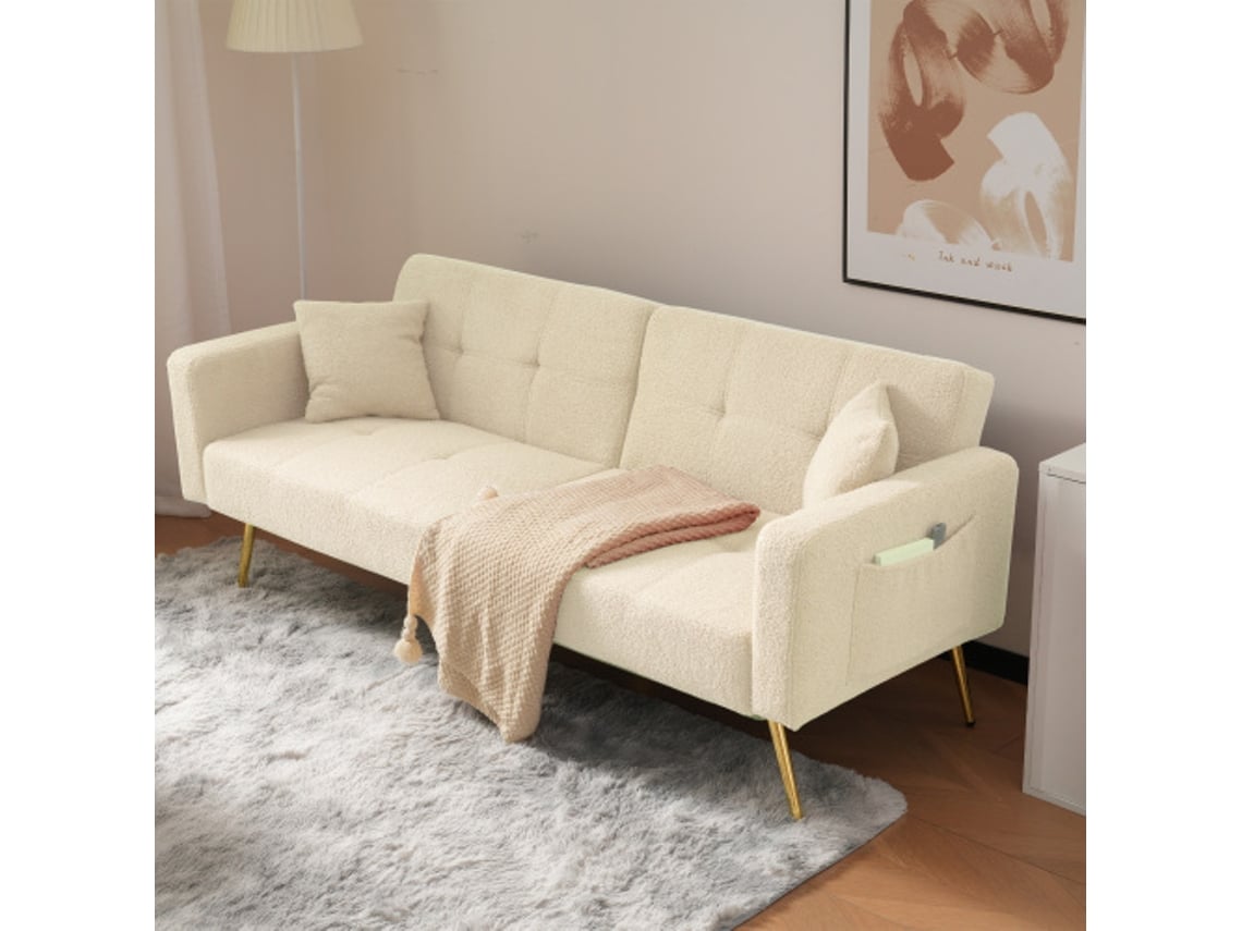 Sofá Cama com Função de Cama e Ângulo Ajustável BTFORUS (com Pés Dourados e Almofadas)