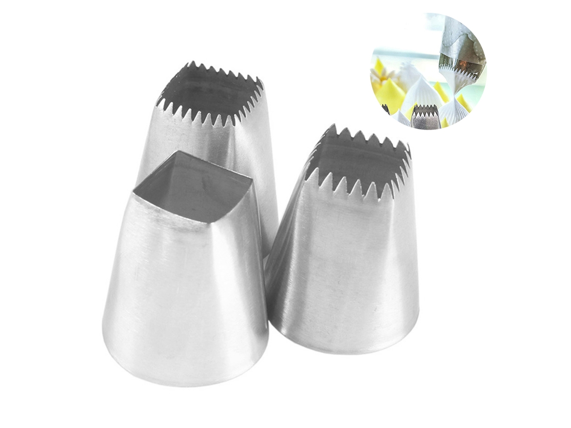 3pcs Bicos de Bolo Inoxidável 304 Ferramentas de Bolo Decorativo para Bolo Biscoito Pães Cookies | S/MARCA