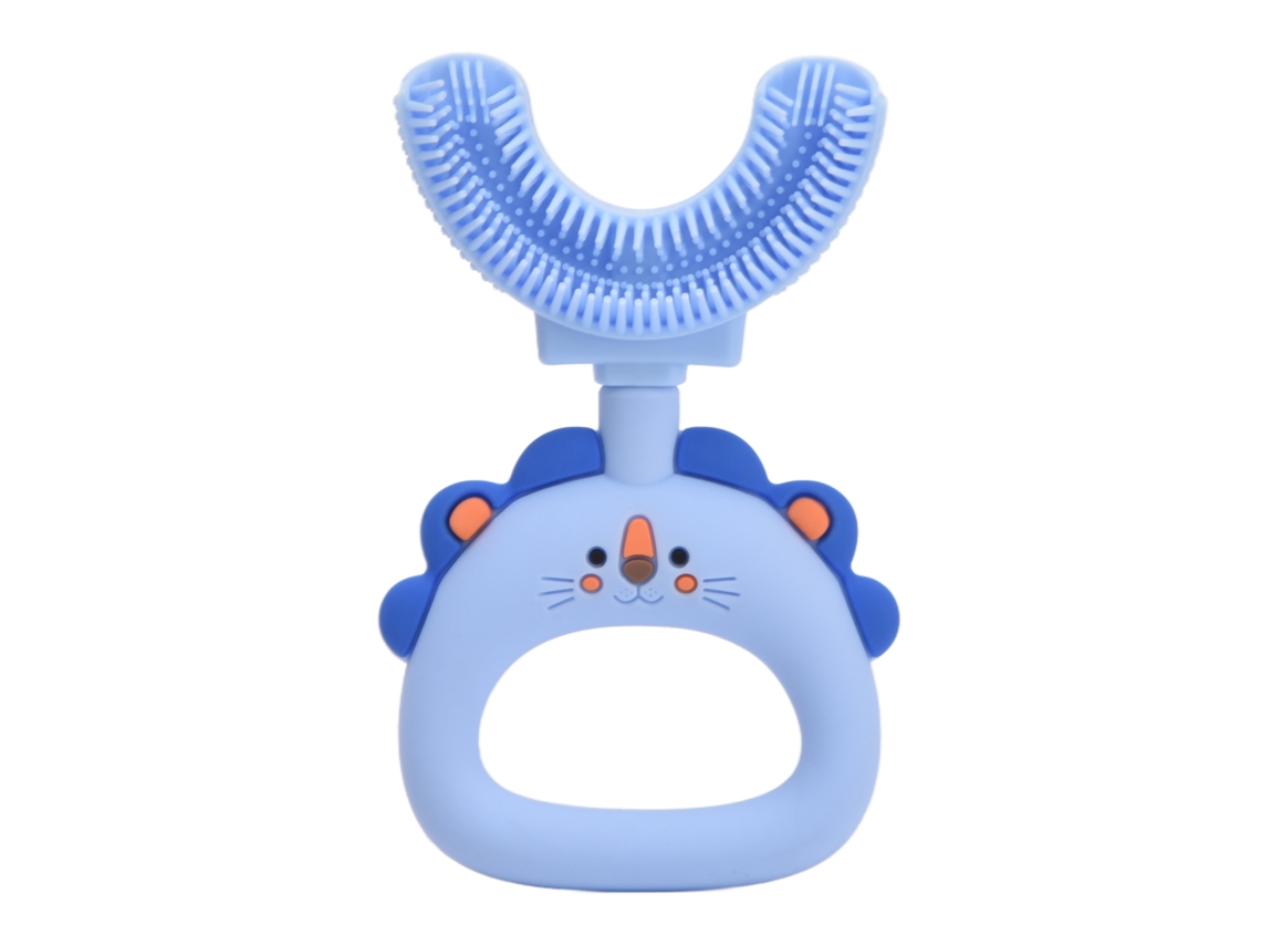 Primerox escova de Dentes em U 360° Limpeza Total Silicone Segura para Crianças 2 6 Anos Azul