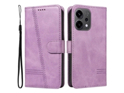 Capa Tipo Carteira Com Linhas Em Formato De T E Suporte Para Celular Em Couro Roxo Claro Para Oppo Reno14 5g (china) Oppo Reno14 F 5g Oppo Reno14 5g (