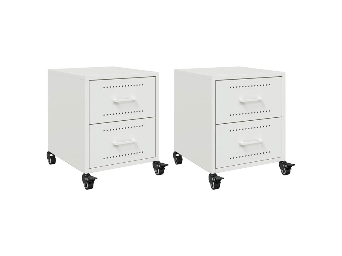 Mesas de Cabeceira 2 Pcs 36x39x43,5 Cm Aço Branco MAISON EXCLUSIVE