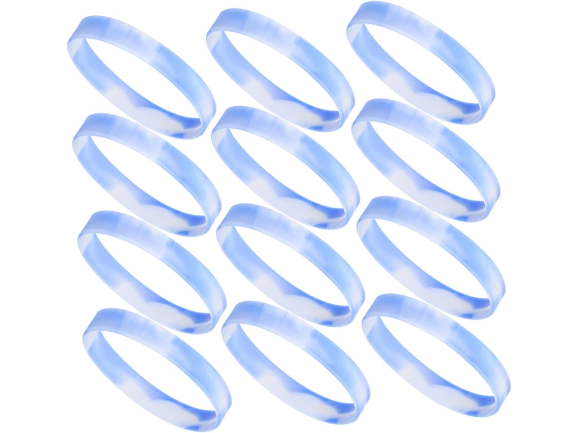 Conjunto de 20 pulseiras de silicone brancas para eventos especiais, pulseiras esportivas elásticas unissex em Prova d'Água.