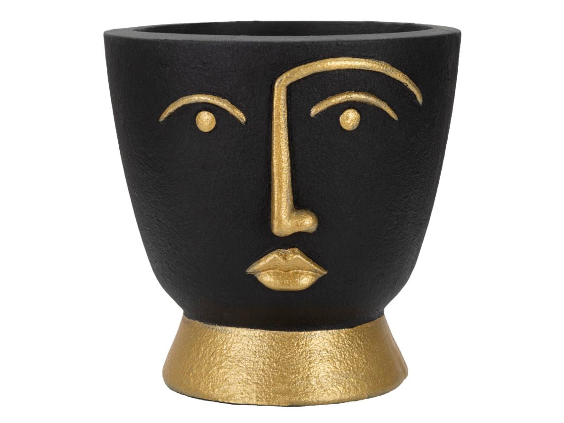 Vaso Tribal -b- Cm Ø 25x25 Único / Preto Dourado